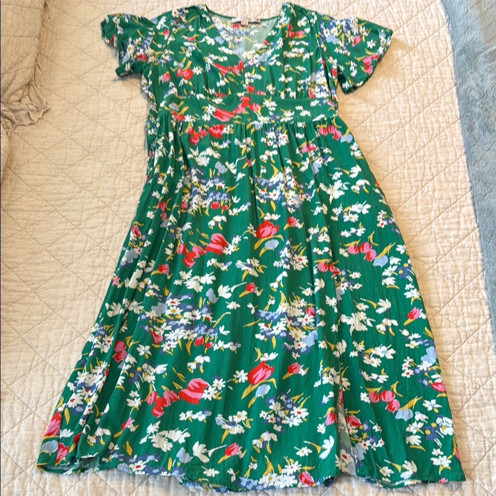 Loft green floral midi dress - Picture 3 of 11